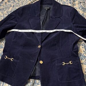Talbots Dark Blue Corduroy Jacket with Gold Details